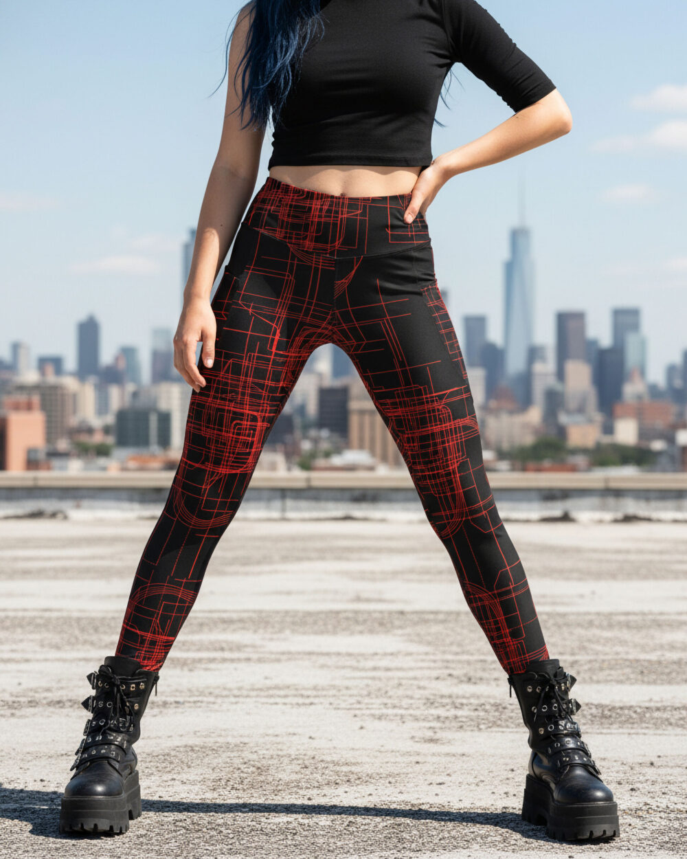 Digital Crimson Lines Leggings