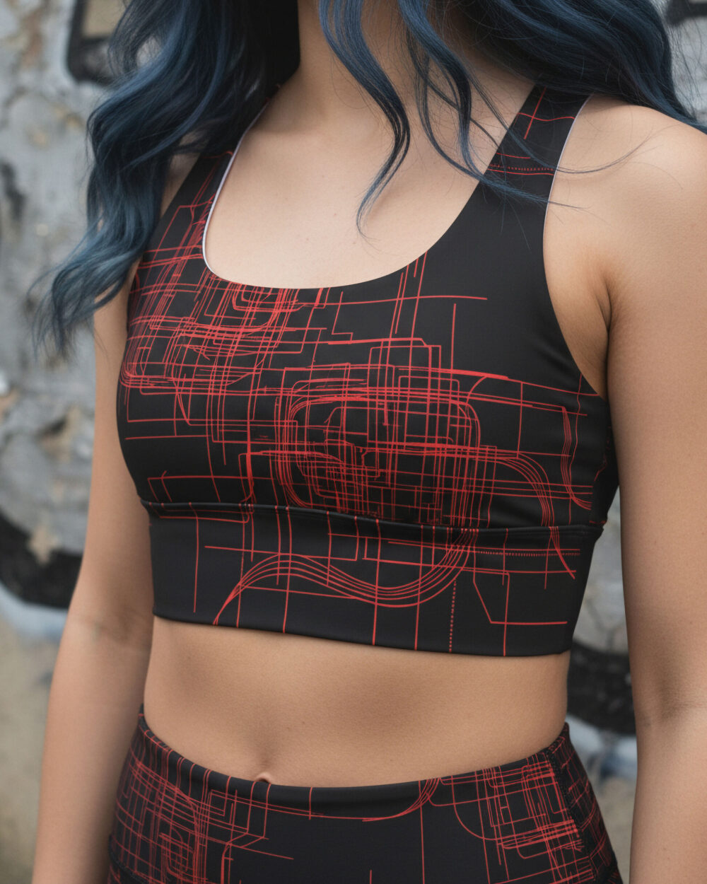 Red Cyber Grid Crop Top