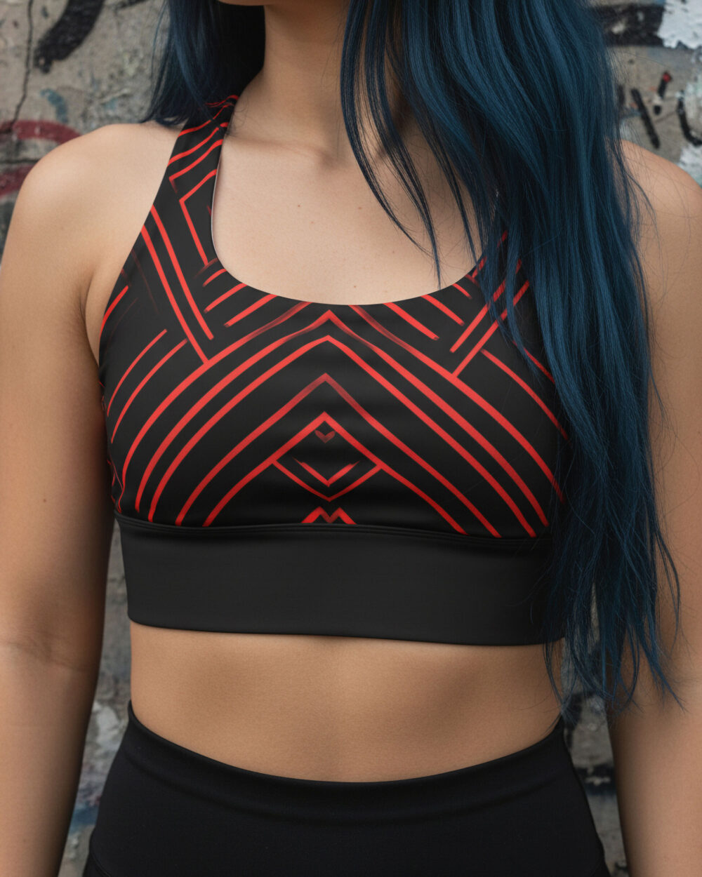 Futuristic Red Lines Crop Top