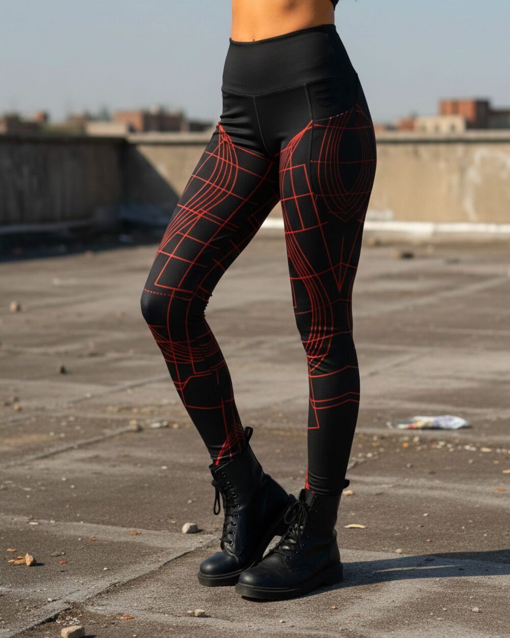 Digital Baphomet Red Leggings