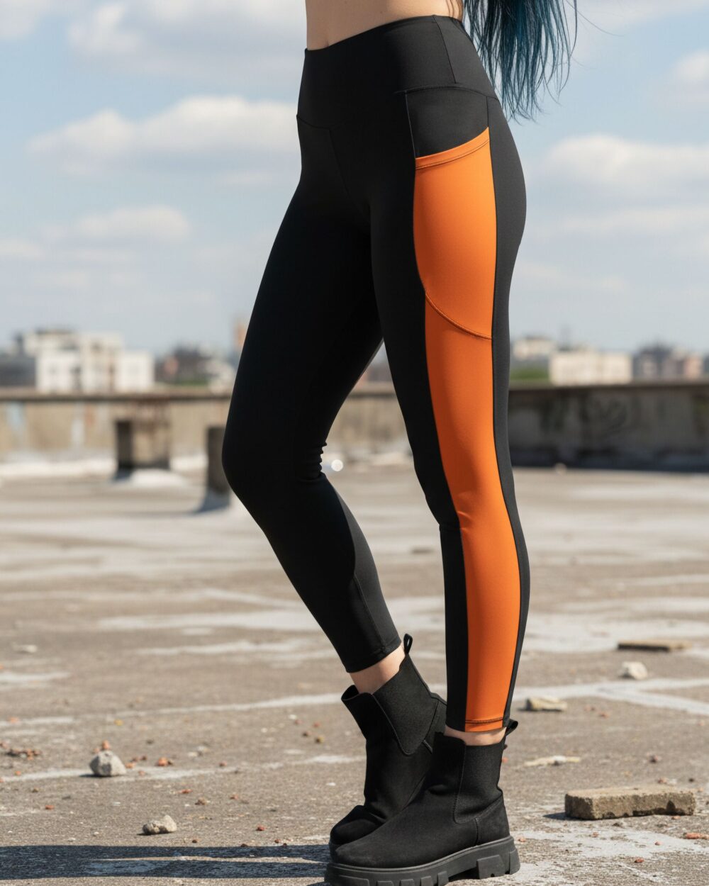 Orange Striped Leggings
