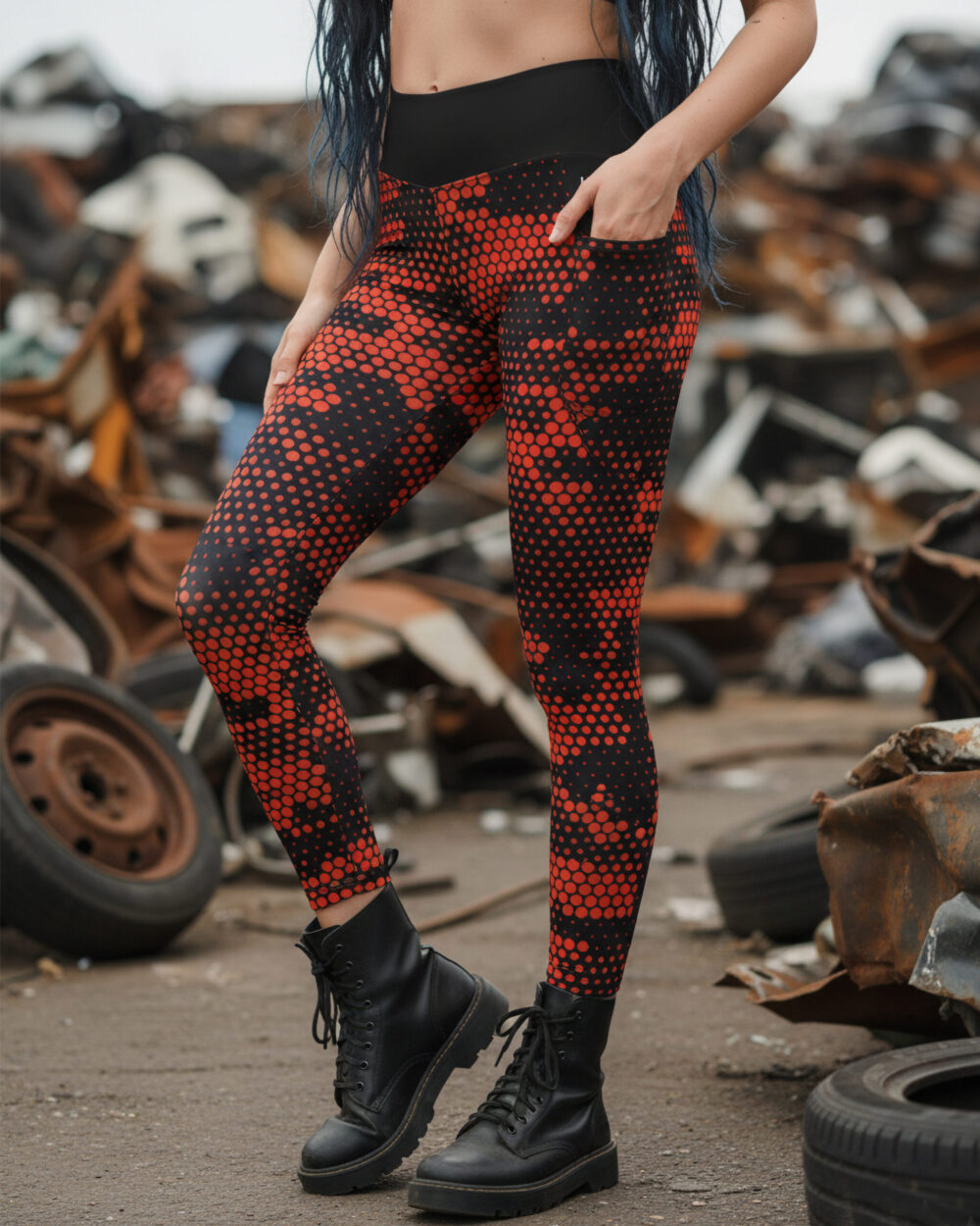 Red Digital Camo Leggings With Pockets