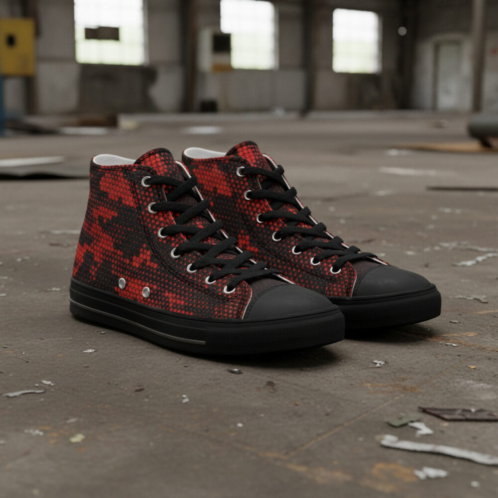 High Top Red Camo Converse Style Sneakers