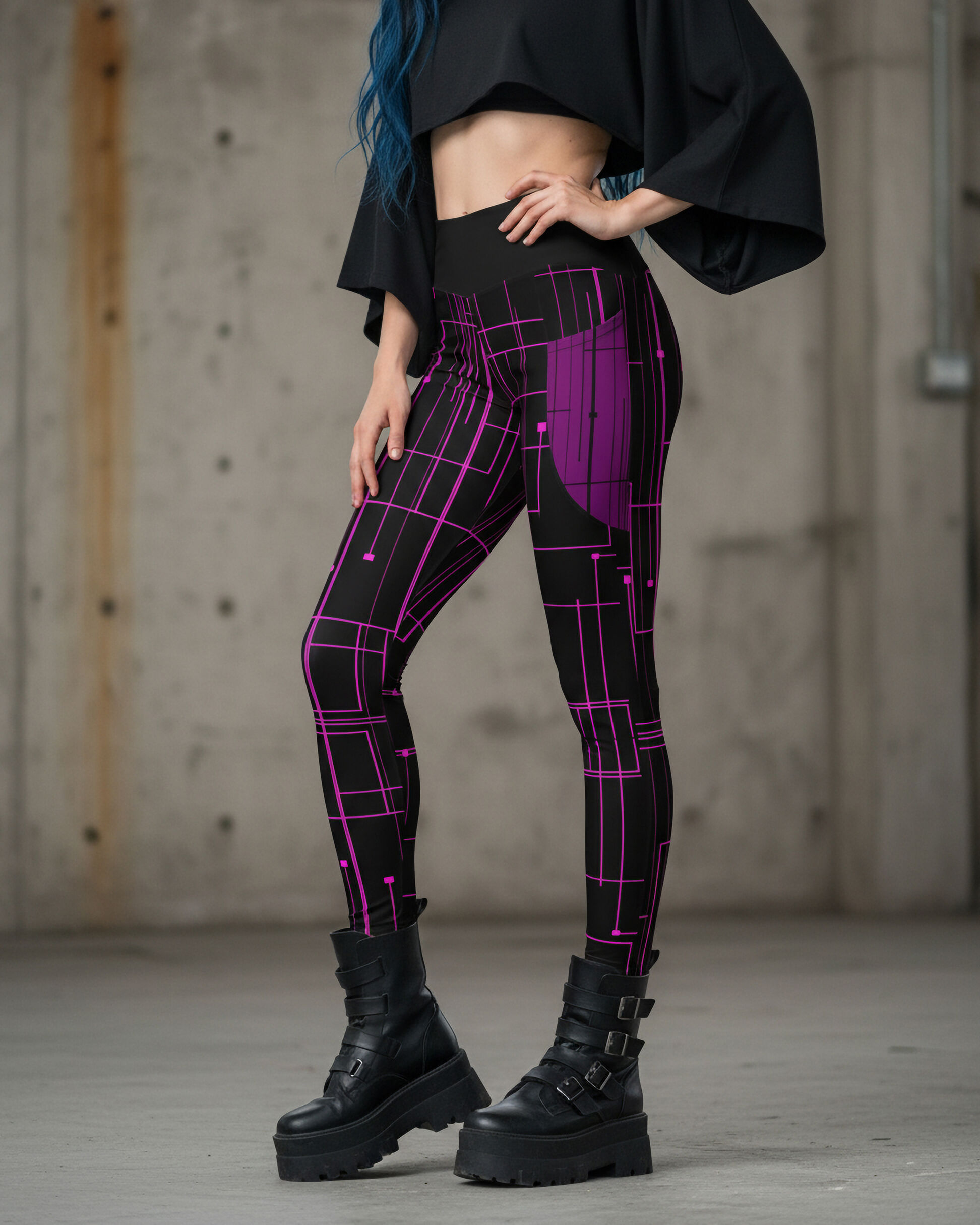 Pink/Magenta Circuit Futuristic Leggings