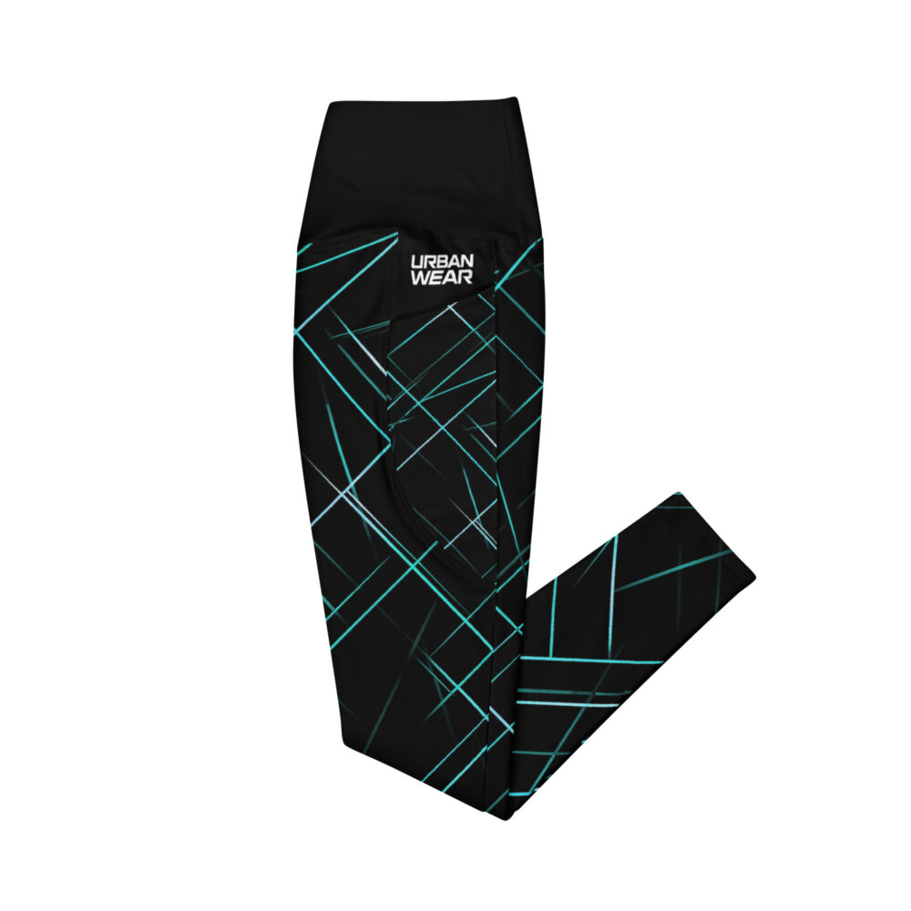 Turquoise Neon Lines Leggings - Cyberpunk Style